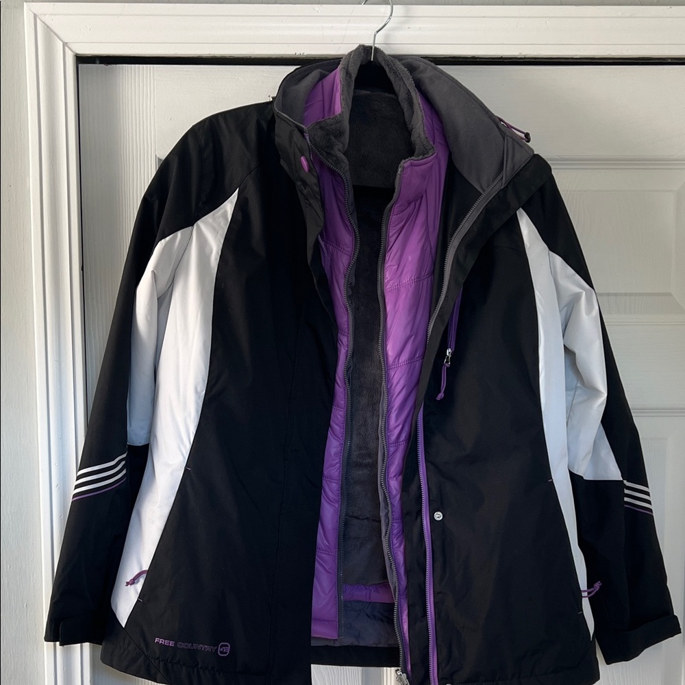 Two peace, Free Country Black and Purple, Ski Jacket. - Picture 1 of 6